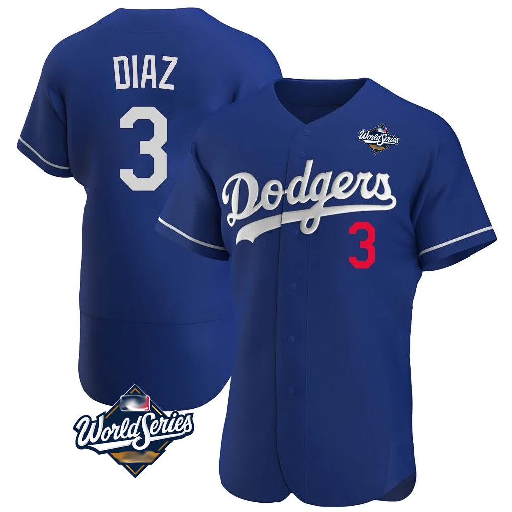 Kooe LA.Dodgers #3 Edwin D¨ªaz Player Royal World Series Limited Elite Home Stitched Jerseys