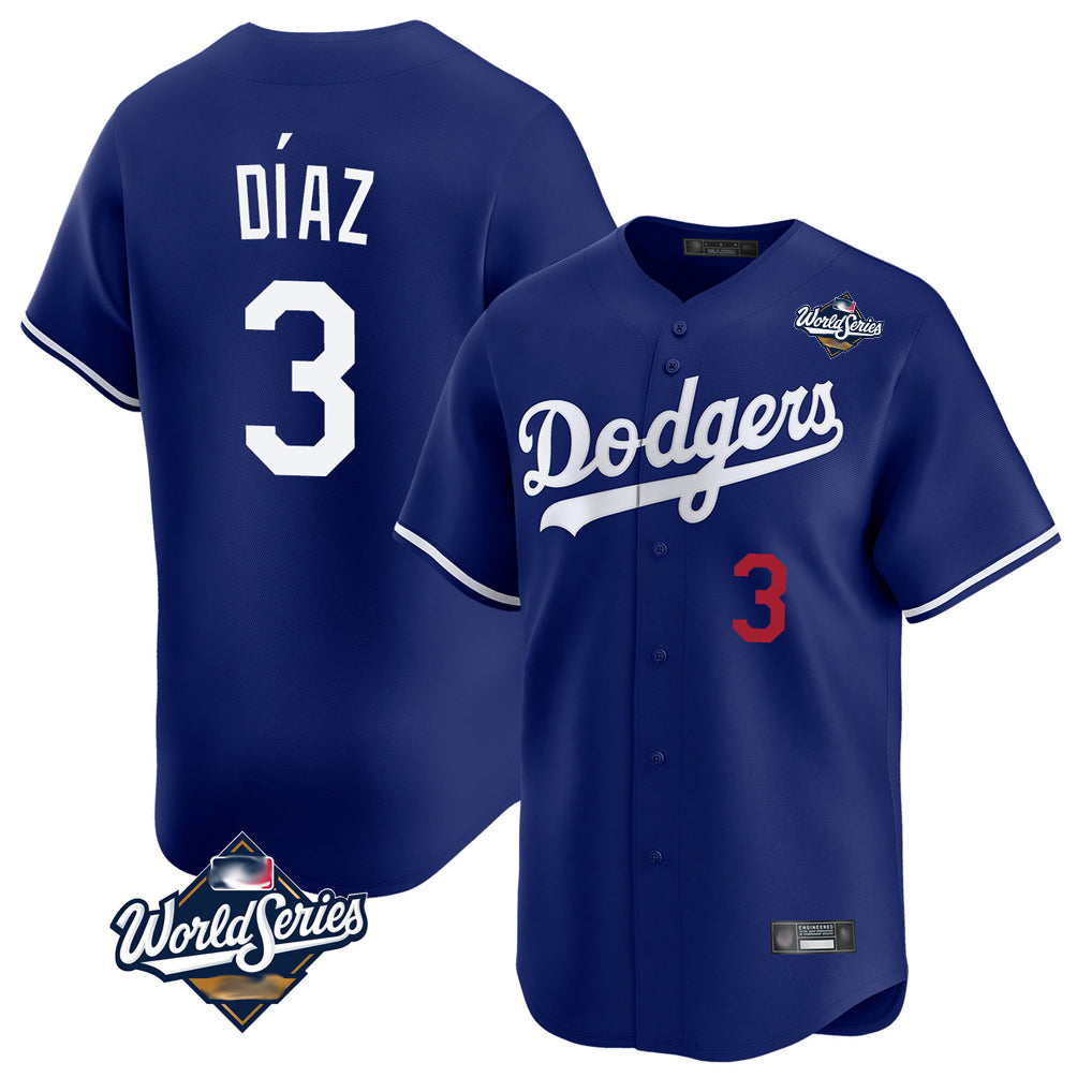 Kooe LA.Dodgers #3 Edwin D¨ªaz Player Royal World Series Limited Home Stitched Jerseys