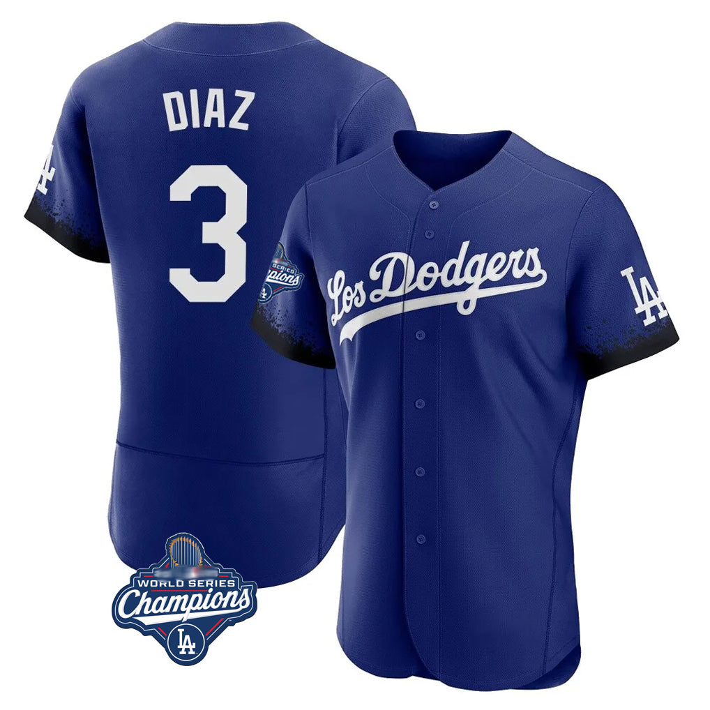 Kooe LA.Dodgers #3 Edwin D¨ªaz Player Royal World Series Meet City Connect Elite Home Stitched Jerseys