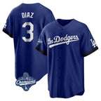 LA.Dodgers #3 Edwin D¨ªaz Player Royal World Series Meet City Connect Home Game Stitched Jerseys