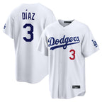 Kooe LA.Dodgers #3 Edwin D¨ªaz Player White Home Game Stitched Jerseys