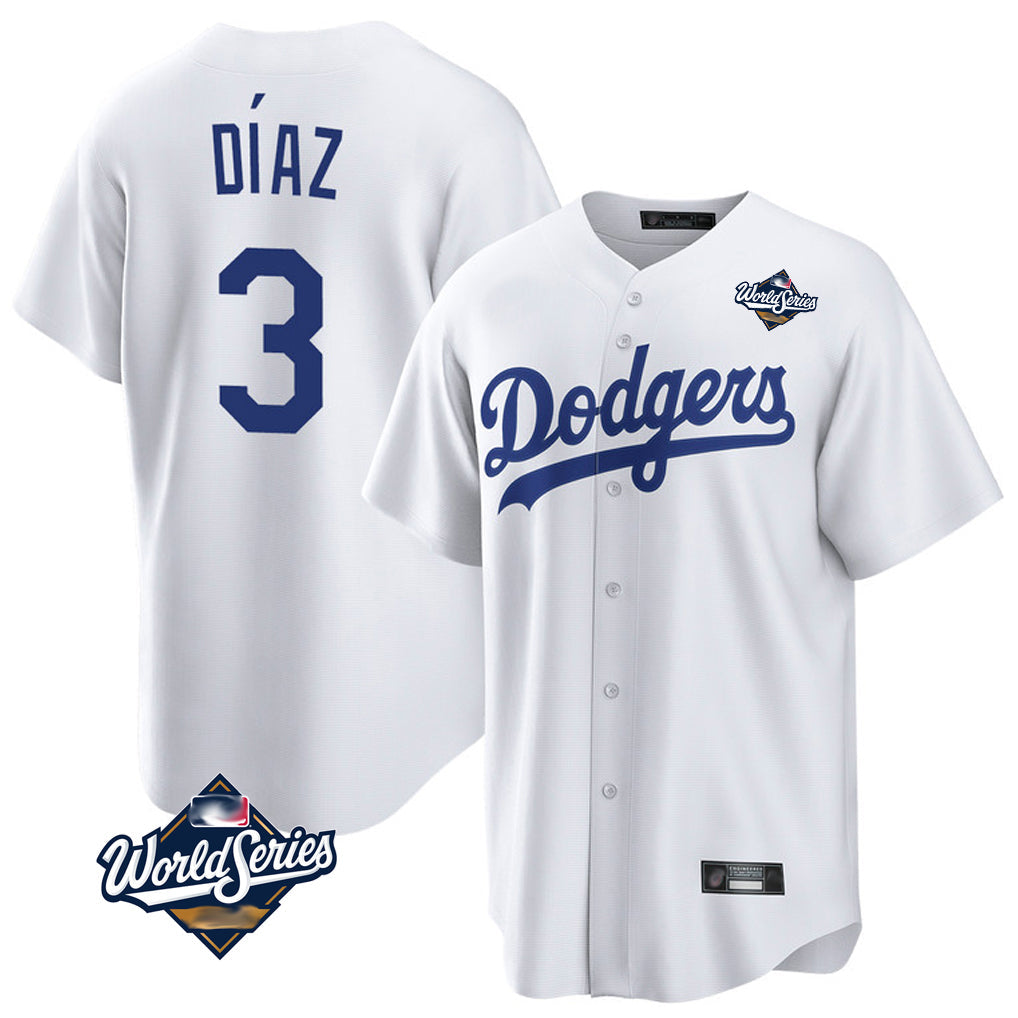 Kooe LA.Dodgers #3 Edwin D¨ªaz Player White World Series Game Home Stitched Jerseys