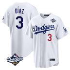 Kooe LA.Dodgers #3 Edwin D¨ªaz Player White World Series Home Game Stitched Jerseys