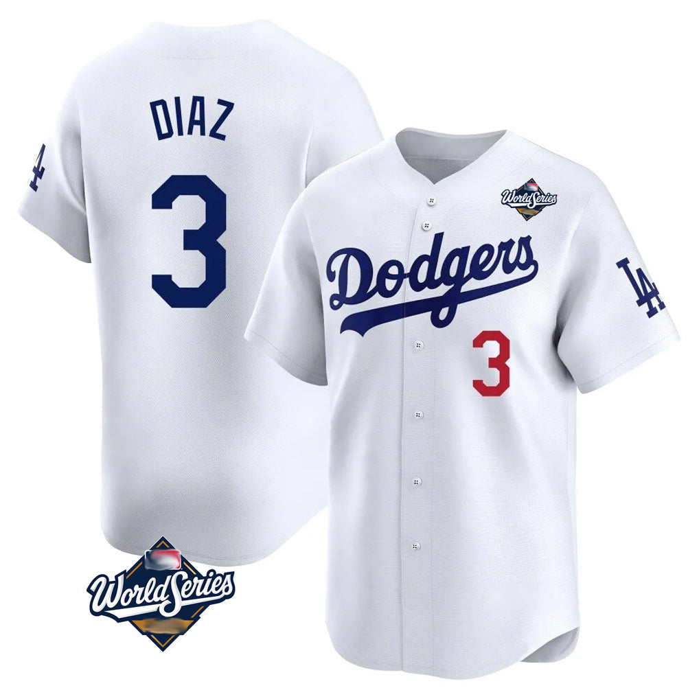 Kooe LA.Dodgers #3 Edwin D¨ªaz Player White World Series Limited Home Stitched Jerseys