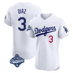 Kooe LA.Dodgers #3 Edwin D¨ªaz Player White World Series Meet Limited Elite Home Stitched Jerseys