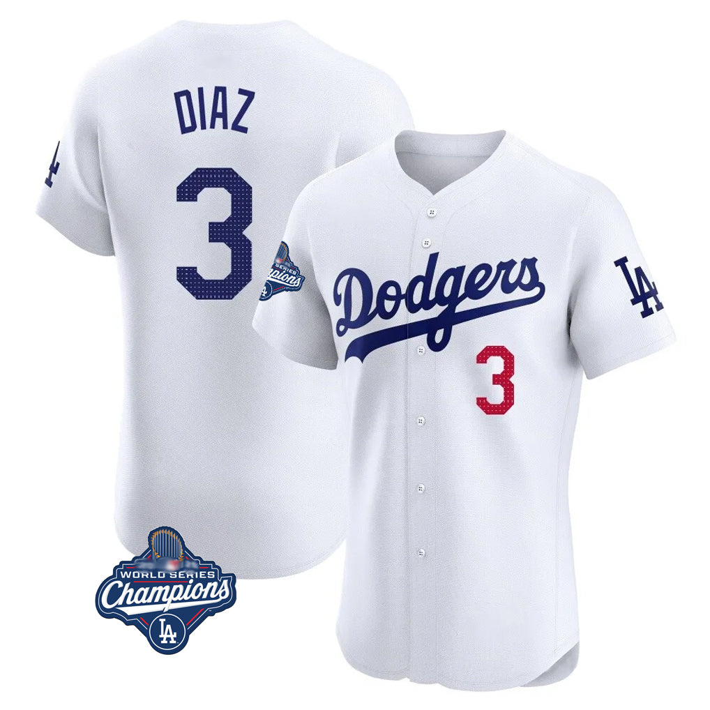 Kooe LA.Dodgers #3 Edwin D¨ªaz Player White World Series Meet Limited Elite Home Stitched Jerseys