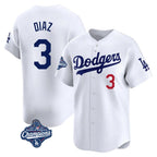 Kooe LA.Dodgers #3 Edwin D¨ªaz Player White World Series Meet Limited Home Stitched Jerseys