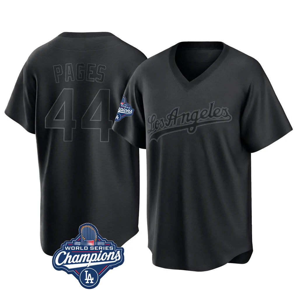 Kooe LA.Dodgers #44 Andy Pages Player Black World Series Meet Pitch Fashion T-shirt Stitched Jerseys