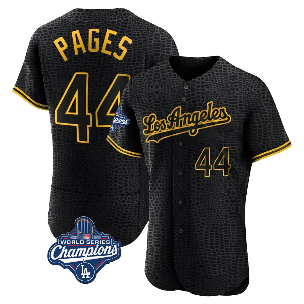 Kooe LA.Dodgers #44 Andy Pages Player Black World Series Meet Snake Skin City Limited Elite Home Stitched Jerseys