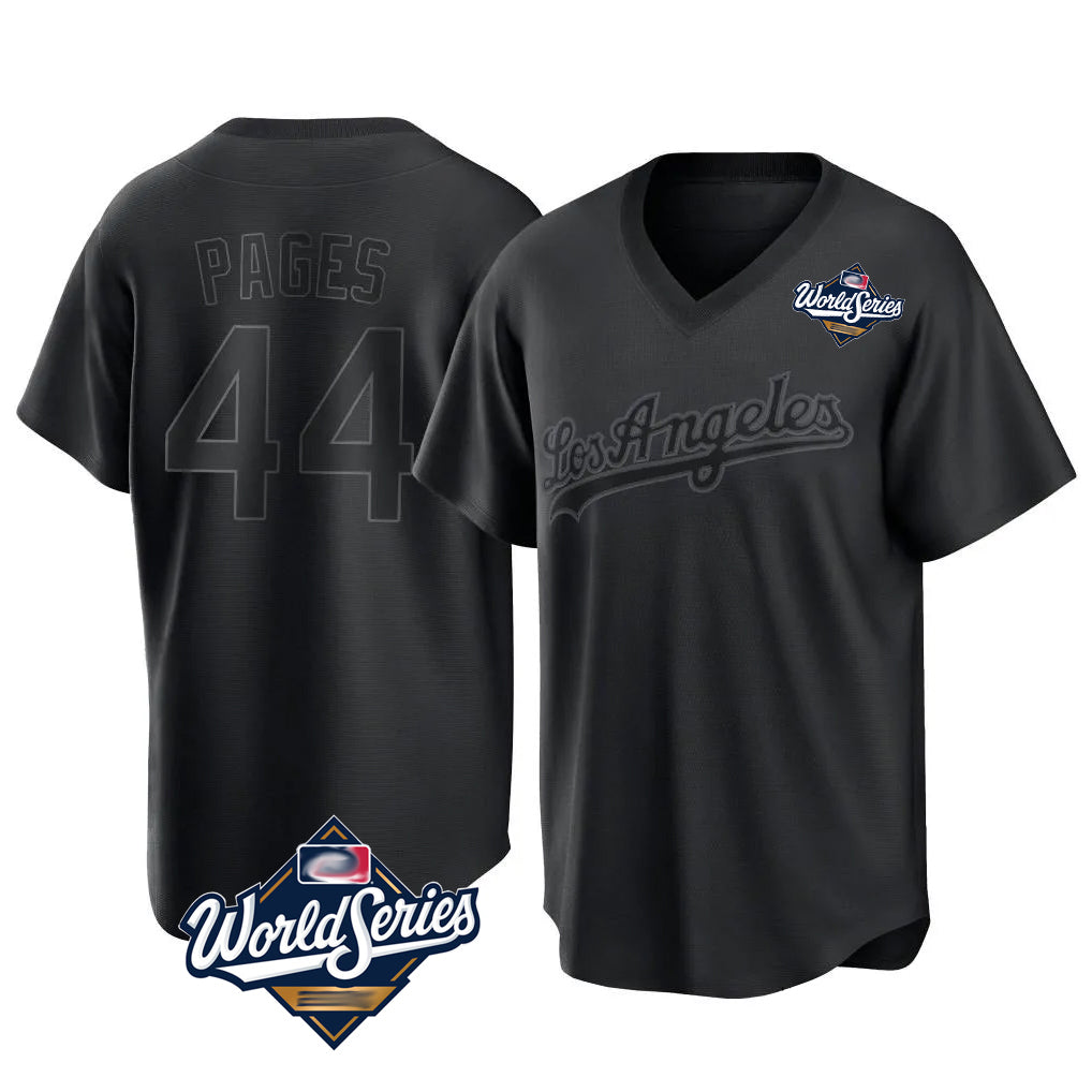 Kooe LA.Dodgers #44 Andy Pages Player Black World Series Pitch Fashion T-shirt Stitched Jerseys
