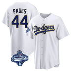 Kooe LA.Dodgers #44 Andy Pages Player Gold White World Series Meet 2026 Collection Stadium Game Stitched Jerseys