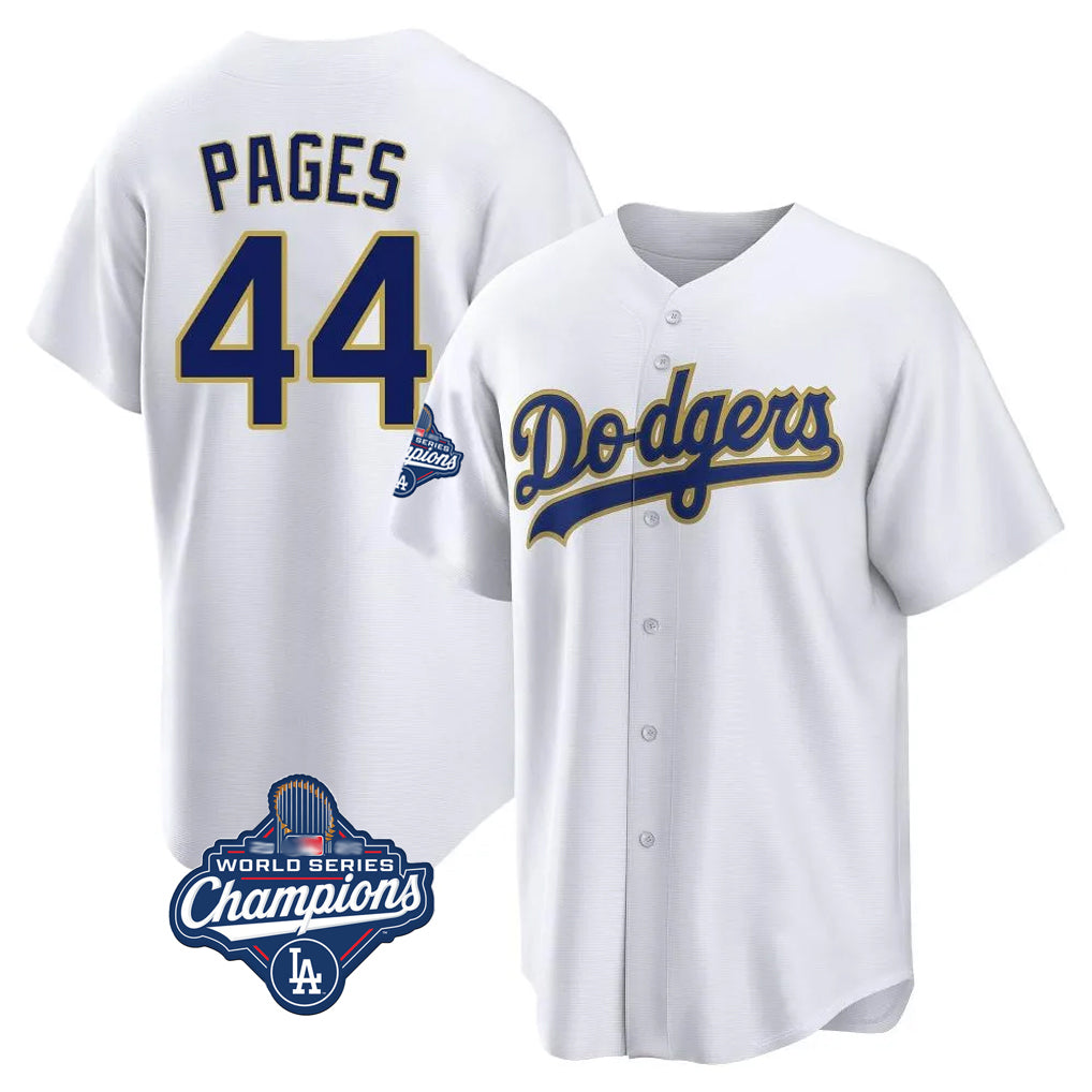 Kooe LA.Dodgers #44 Andy Pages Player Gold White World Series Meet 2026 Collection Stadium Game Stitched Jerseys