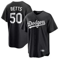Kooe LA.Dodgers #50 Mookie Betts Player Black Carbon Limited Game Stitched Jerseys