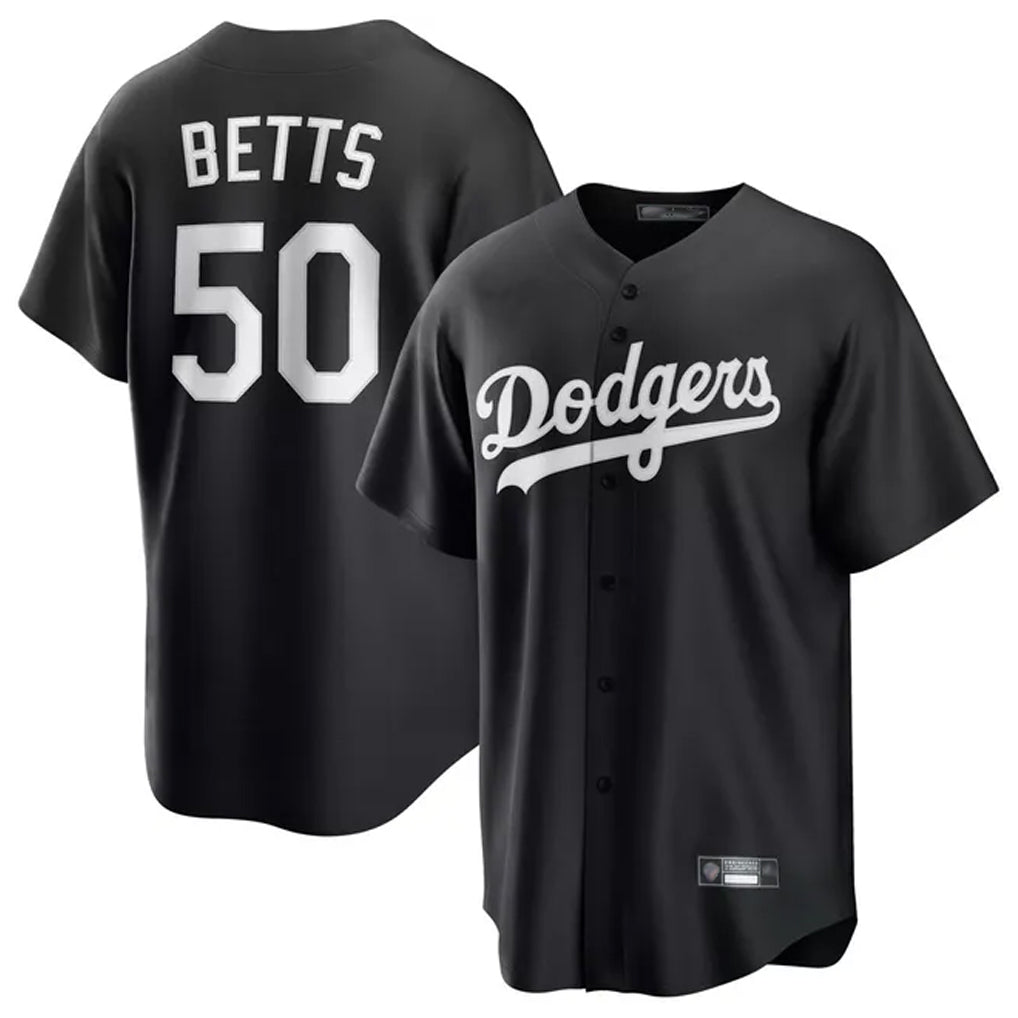 Kooe LA.Dodgers #50 Mookie Betts Player Black Carbon Limited Game Stitched Jerseys
