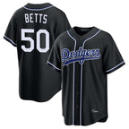 Kooe LA.Dodgers #50 Mookie Betts Player Black Carbon Limited Home Stitched Jerseys