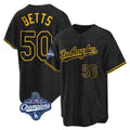 Kooe LA.Dodgers #50 Mookie Betts Player Black Gold World Series Meet Limited Home Stitched Jerseys