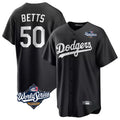 Kooe LA.Dodgers #50 Mookie Betts Player Black World Series Carbon Limited Game Stitched Jerseys