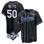 Kooe LA.Dodgers #50 Mookie Betts Player Black World Series Carbon Limited Home Stitched Jerseys