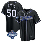Kooe LA.Dodgers #50 Mookie Betts Player Black World Series Meet Carbon Limited Home Stitched Jerseys