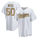 Kooe LA.Dodgers #50 Mookie Betts Player Gold Collection Limited Home Stitched Jerseys