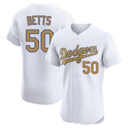 Kooe LA.Dodgers #50 Mookie Betts Player Gold Limited Elite Home Stitched Jerseys