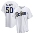 Kooe LA.Dodgers #50 Mookie Betts Player Gold White 2026 Collection Stadium Game Stitched Jerseys