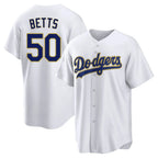 Kooe LA.Dodgers #50 Mookie Betts Player Gold White 2026 Collection Stadium Game Stitched Jerseys