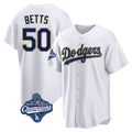 Kooe LA.Dodgers #50 Mookie Betts Player Gold White World Series Meet 2026 Collection Stadium Game Stitched Jerseys