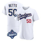 Kooe LA.Dodgers #50 Mookie Betts Player Gold White World Series Meet 2026 Collection Stadium Limited Elite Stitched Jerseys
