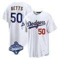 Kooe LA.Dodgers #50 Mookie Betts Player Gold White World Series Meet Collection Limited Home Stitched Jerseys