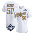 Kooe LA.Dodgers #50 Mookie Betts Player Gold World Series Limited Elite Home Stitched Jerseys