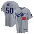 Kooe LA.Dodgers #50 Mookie Betts Player Gray Game Home Stitched Jerseys