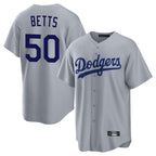 Kooe LA.Dodgers #50 Mookie Betts Player Gray Game Stitched Jerseys