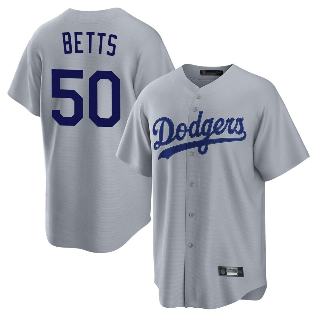 Kooe LA.Dodgers #50 Mookie Betts Player Gray Game Stitched Jerseys
