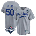 Kooe LA.Dodgers #50 Mookie Betts Player Gray World Series Game Limited Home Stitched Jerseys