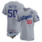 Kooe LA.Dodgers #50 Mookie Betts Player Gray World Series Limited Elite Home Stitched Jerseys