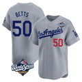 Kooe LA.Dodgers #50 Mookie Betts Player Gray World Series Limited Home Stitched Jerseys