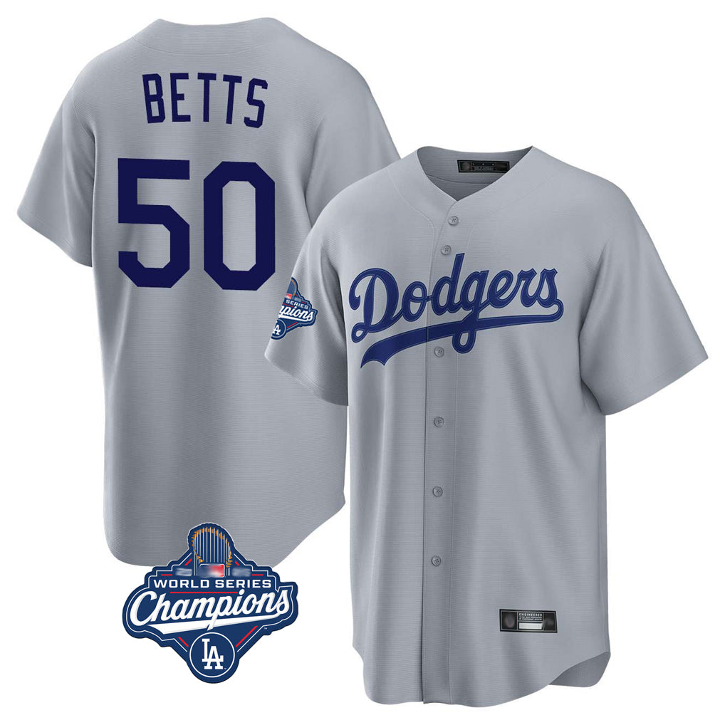 Kooe LA.Dodgers #50 Mookie Betts Player Gray World Series Meet Game Stitched Jerseys