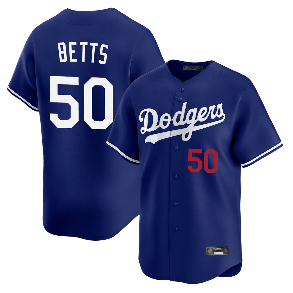 Kooe LA.Dodgers #50 Mookie Betts Player Royal Limited Home Stitched Jerseys
