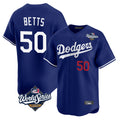 Kooe LA.Dodgers #50 Mookie Betts Player Royal World Series Limited Home Stitched Jerseys