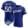 Kooe LA.Dodgers #50 Mookie Betts Player Royal World Series Meet City Connect Elite Home Stitched Jerseys