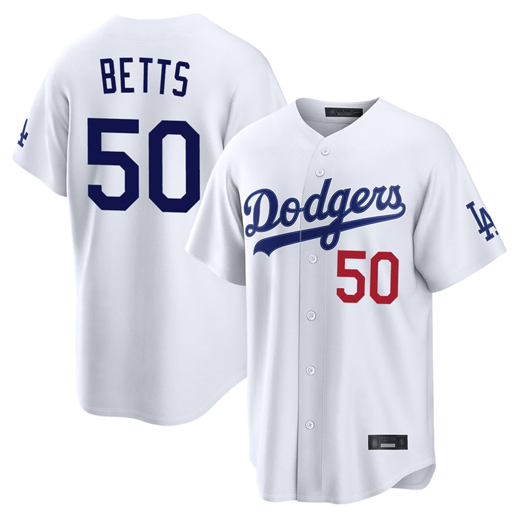 Kooe LA.Dodgers #50 Mookie Betts Player White Home Game Stitched Jerseys
