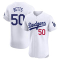Kooe LA.Dodgers #50 Mookie Betts Player White Limited Elite Home Stitched Jerseys