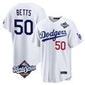 Kooe LA.Dodgers #50 Mookie Betts Player White World Series Home Game Stitched Jerseys