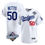 Kooe LA.Dodgers #50 Mookie Betts Player White World Series Limited Home Stitched Jerseys
