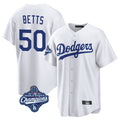 Kooe LA.Dodgers #50 Mookie Betts Player White World Series Meet Game Home Stitched Jerseys