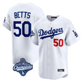 KooeLA.Dodgers #50 Mookie Betts Player White World Series Meet Limited Home Stitched Jerseys