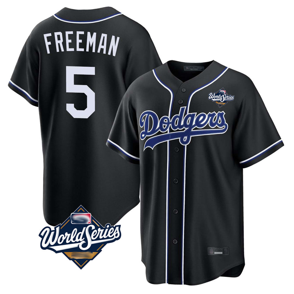 Kooe LA.Dodgers #5 Freddie Freeman Player Black World Series Black Carbon Limited Home Stitched Jerseys