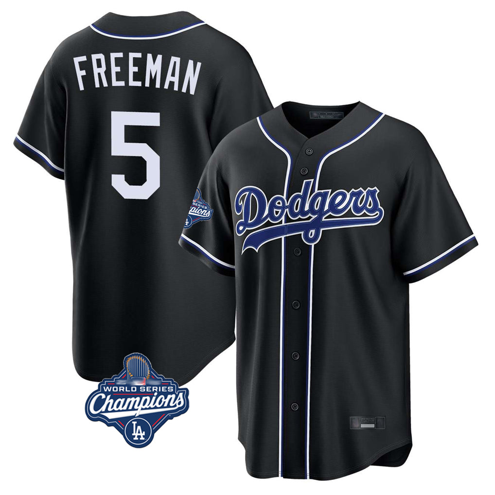 Kooe LA.Dodgers #5 Freddie Freeman Player Black World Series Meet Carbon Limited Home Stitched Jerseys