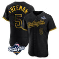 Kooe LA.Dodgers #5 Freddie Freeman Player Black World Series Snake Skin City Limited Elite Home Stitched Jerseys